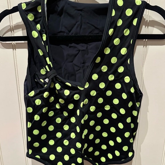 Youth Large Black with green Polka Dots Vest with Gathered Sleeve Dance … - Picture 1 of 2